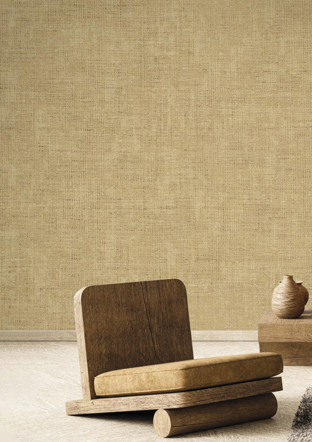 Non-woven wallpaper, fabric imitation, ochre, 27563, Sintesi, Cristiana Masi by Parato