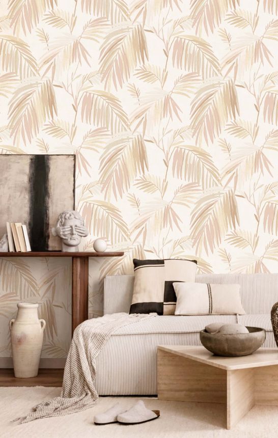 Wallpaper, ochre-pink, leaves, 32404, Vitalis, Parato by Cristiana Masi
