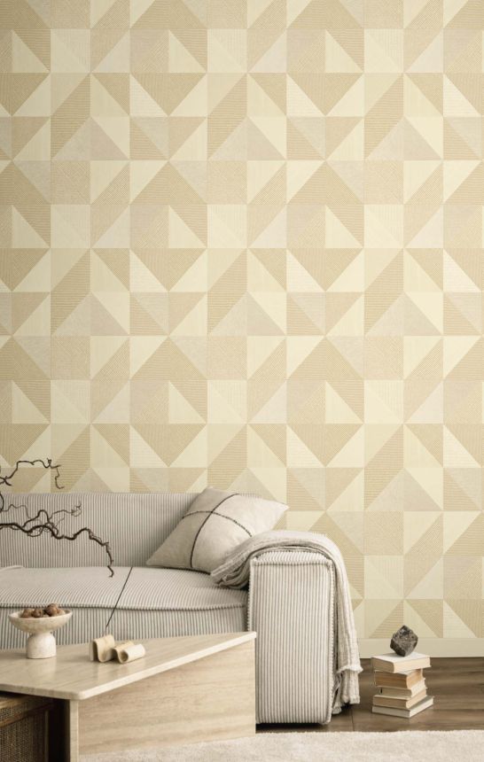 Geometric wallpaper, beige, 32411, Vitalis, Parato by Cristiana Masi