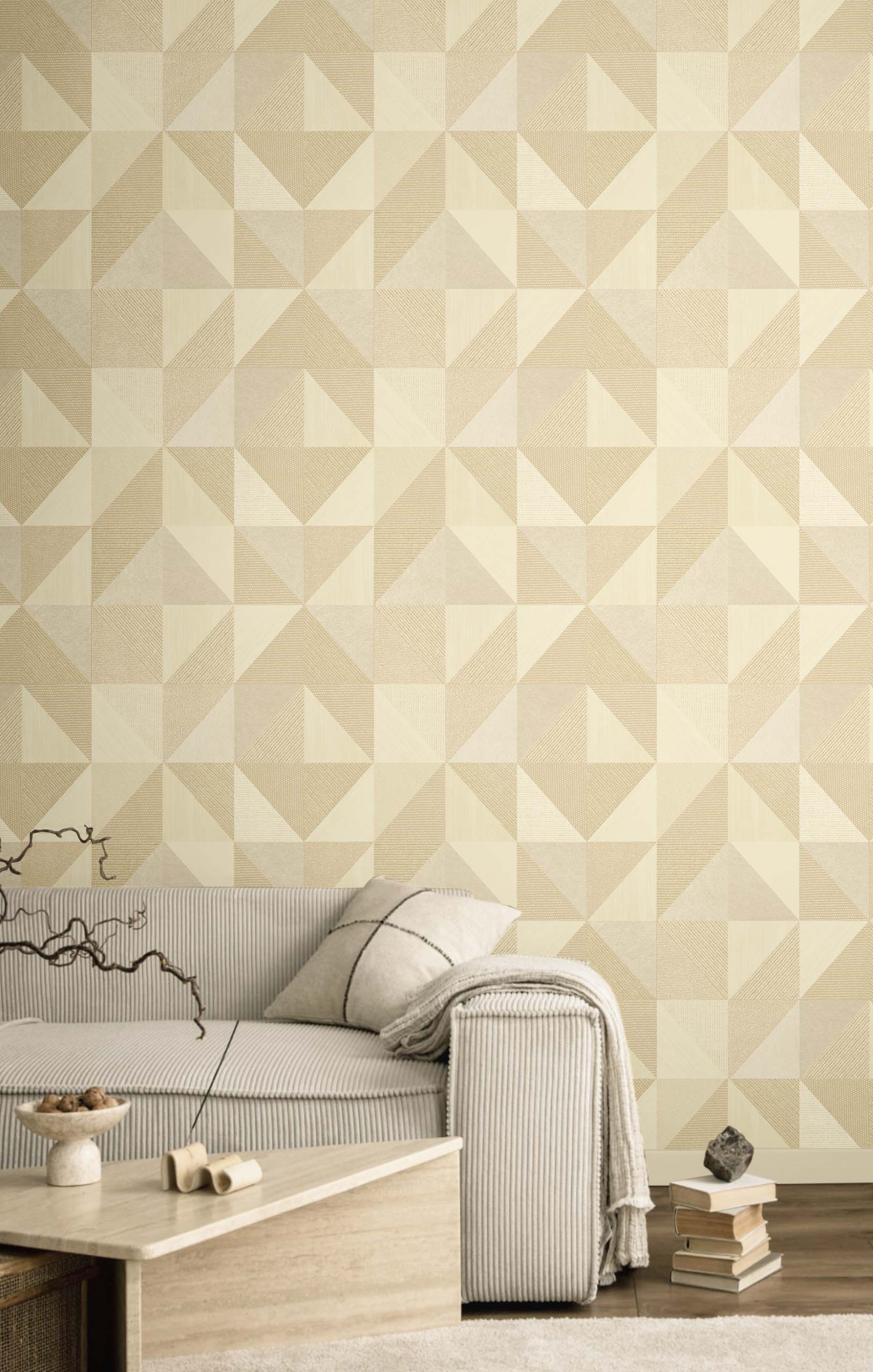 Geometric wallpaper, beige, 32411, Vitalis, Parato by Cristiana Masi