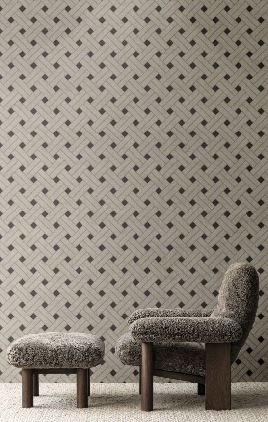 Geometric wallpaper, grey-black, 32429, Vitalis, Parato by Cristiana Masi