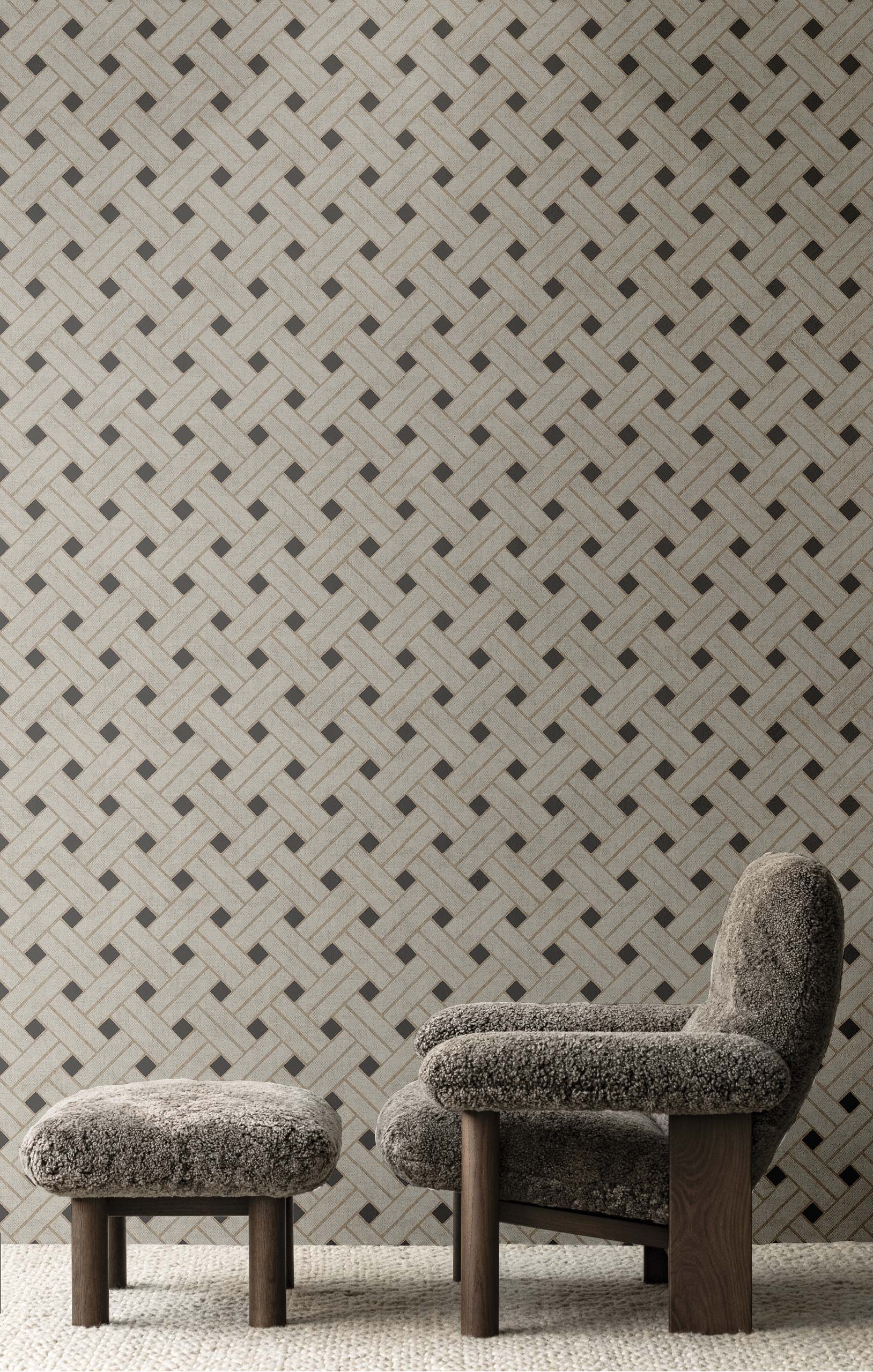 Geometric wallpaper, grey-black, 32429, Vitalis, Parato by Cristiana Masi