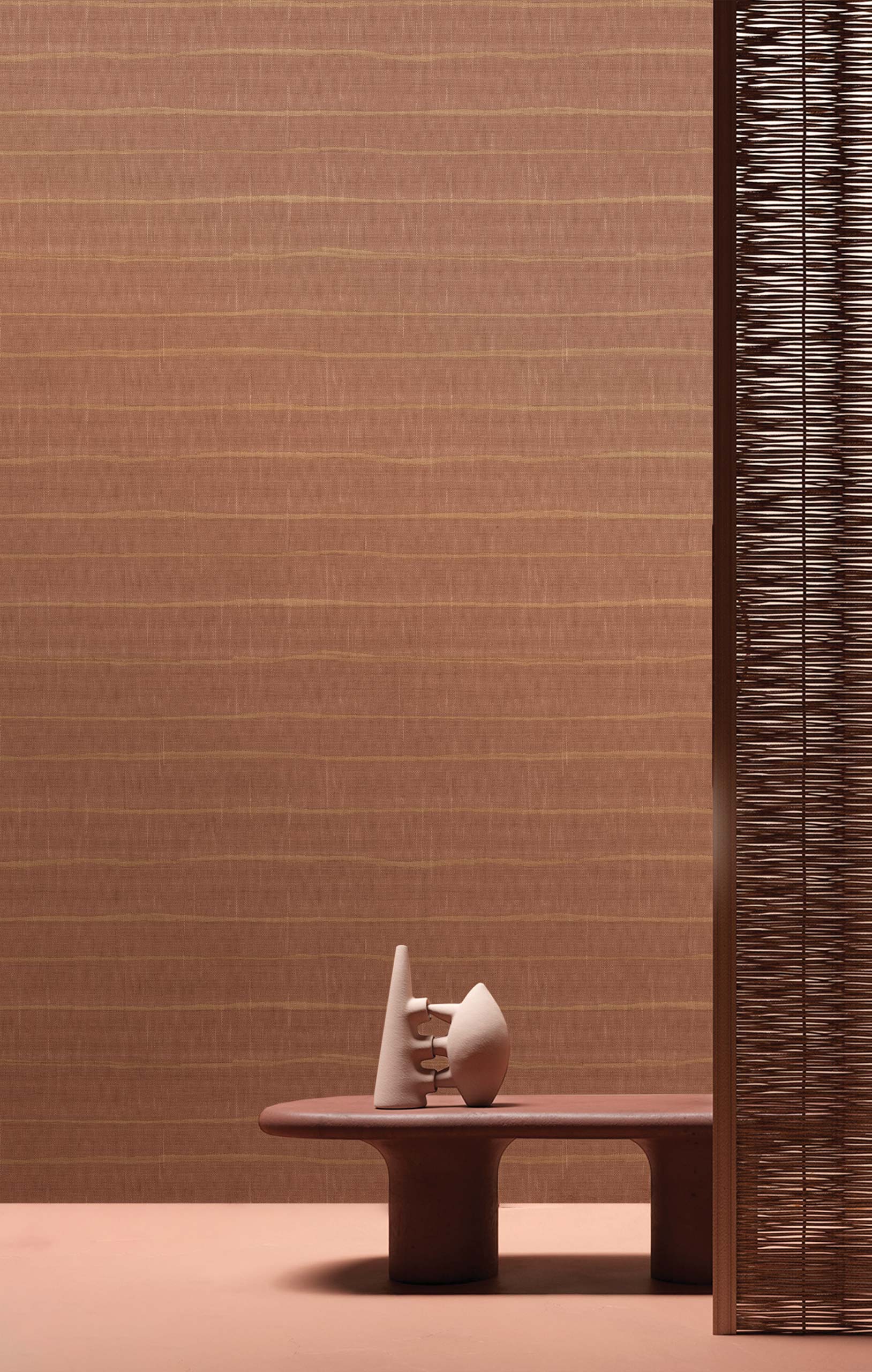 Wallpaper, brown-red, stripes, 32438, Vitalis, Parato by Cristiana Masi