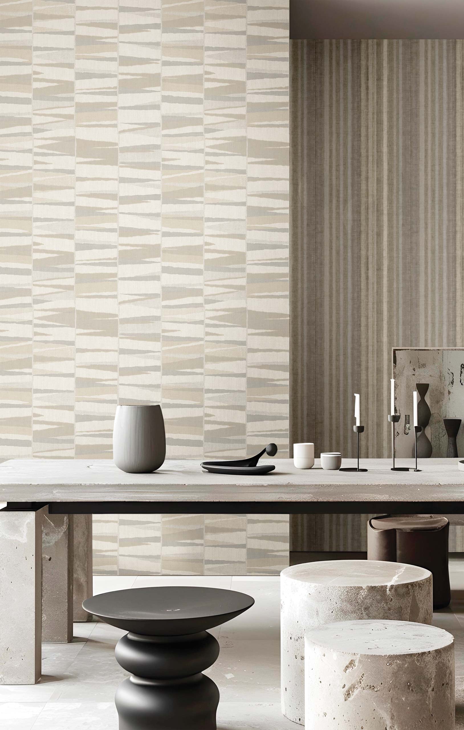 Geometric wallpaper, grey, 32441, Vitalis, Parato by Cristiana Masi