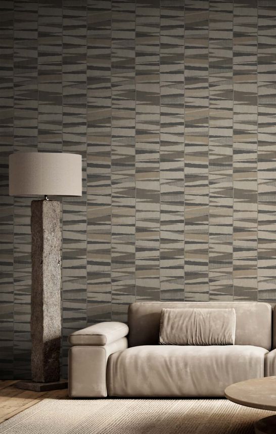 Geometric wallpaper, grey-brown, 32449, Vitalis, Parato by Cristiana Masi