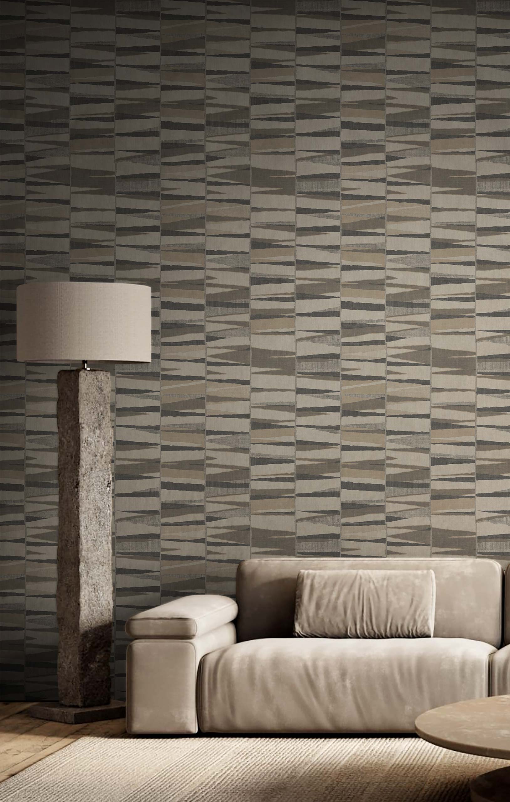Geometric wallpaper, grey-brown, 32449, Vitalis, Parato by Cristiana Masi