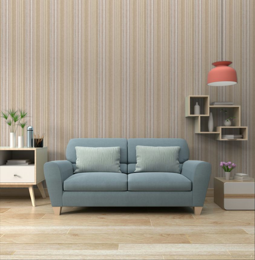 Wallpaper, brown-beige, stripes, 32453, Vitalis, Parato by Cristiana Masi