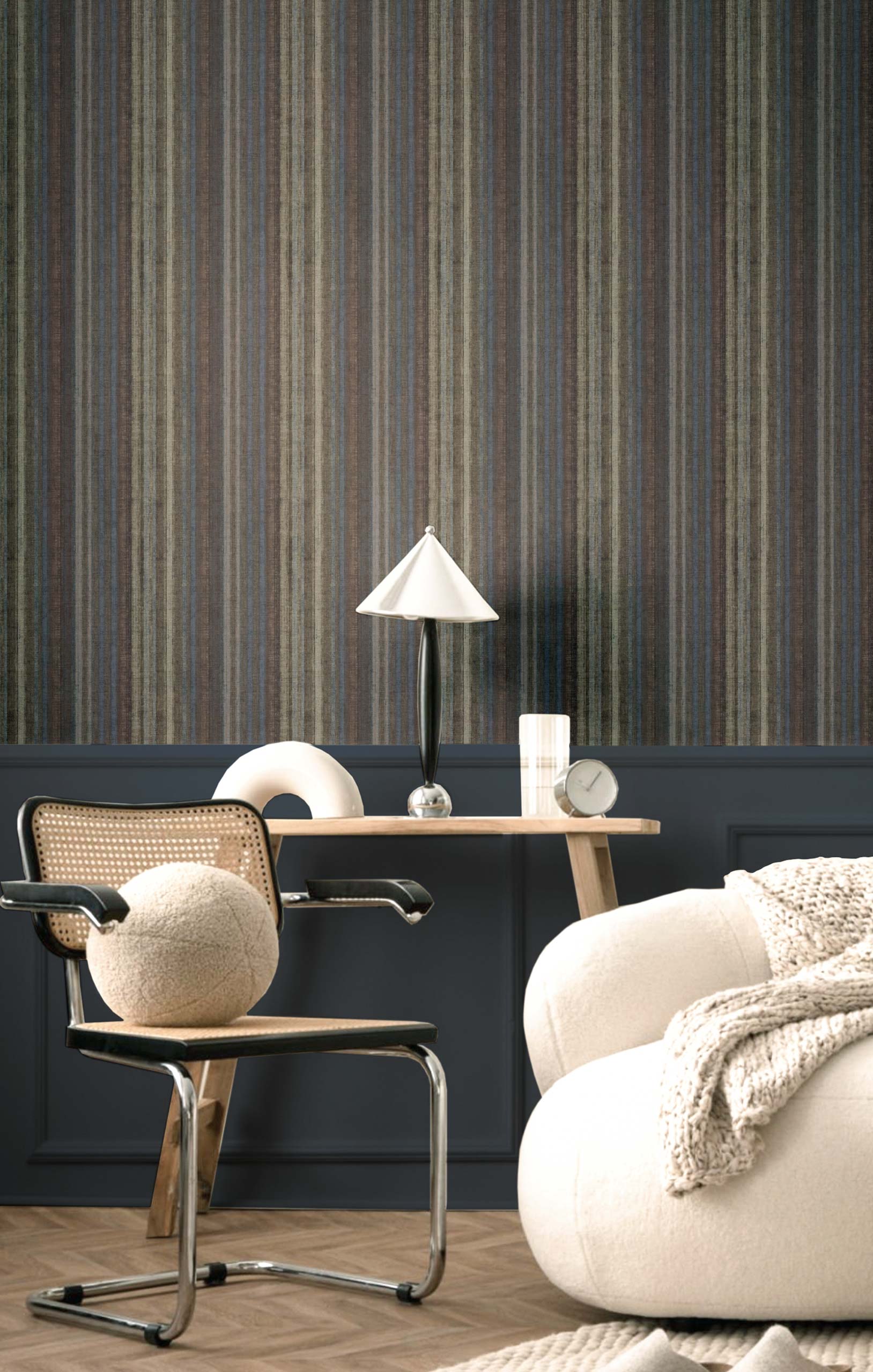 Wallpaper, blue-brown, stripes, 32456, Vitalis, Parato by Cristiana Masi