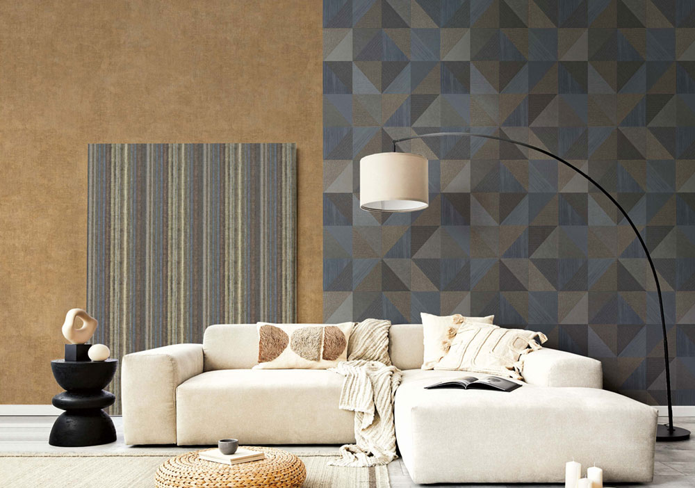 Wallpaper, brown, fabric effect, 32474, Vitalis, Parato by Cristiana Masi