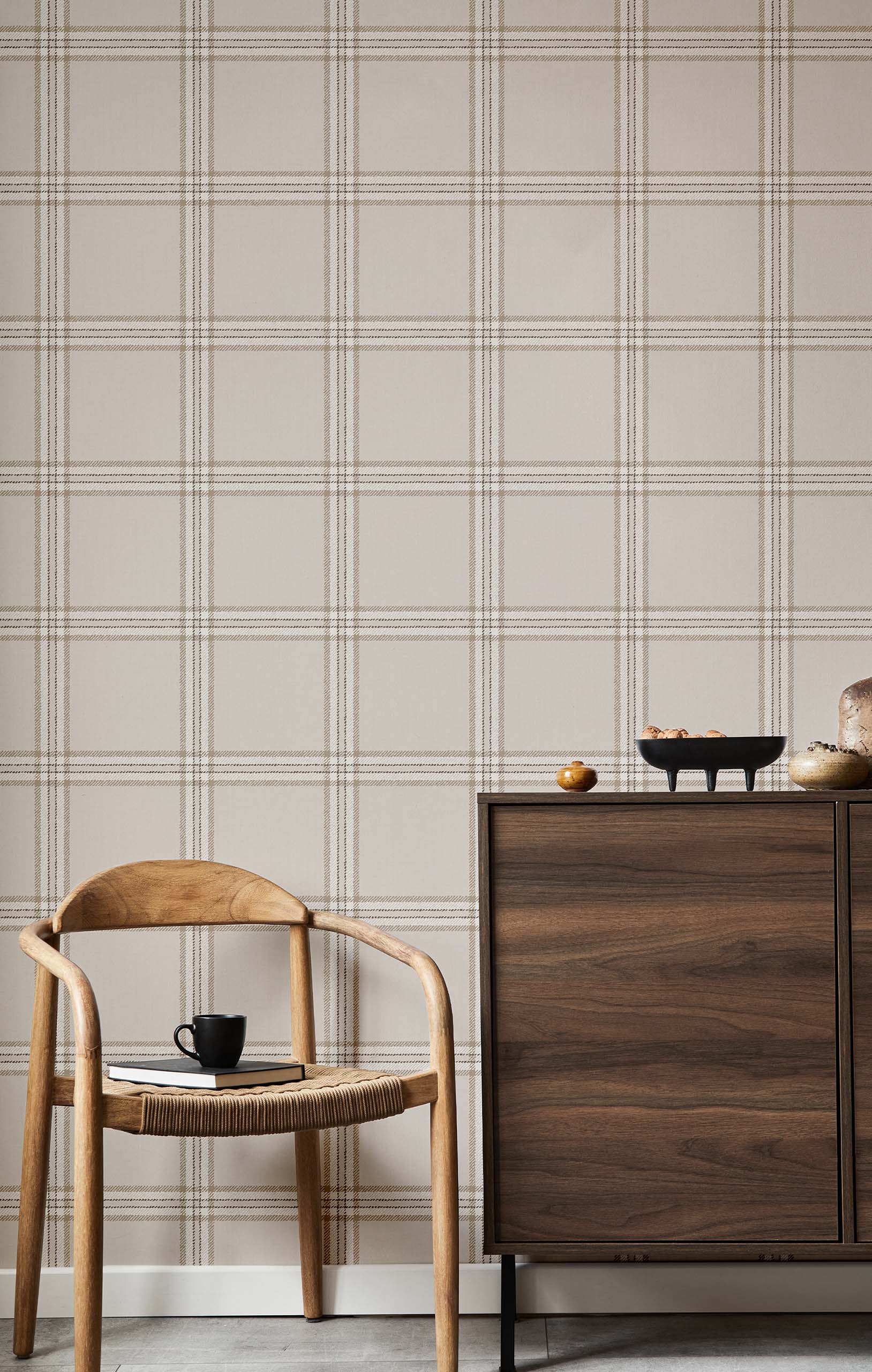 Wallpaper, grey-beige, fabric imitation, 38411, Top Stripes, Parato by Cristiana Masi