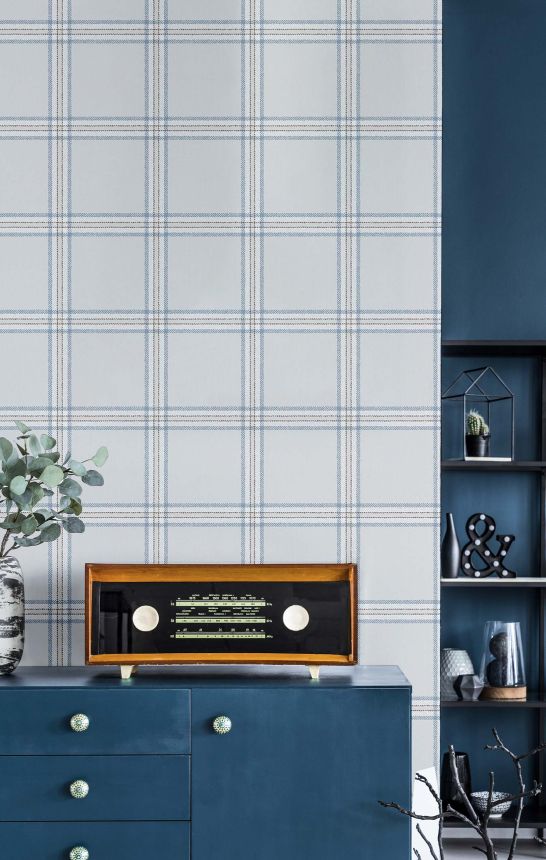 Wallpaper, grey-blue, fabric imitation, 38415, Top Stripes, Parato by Cristiana Masi