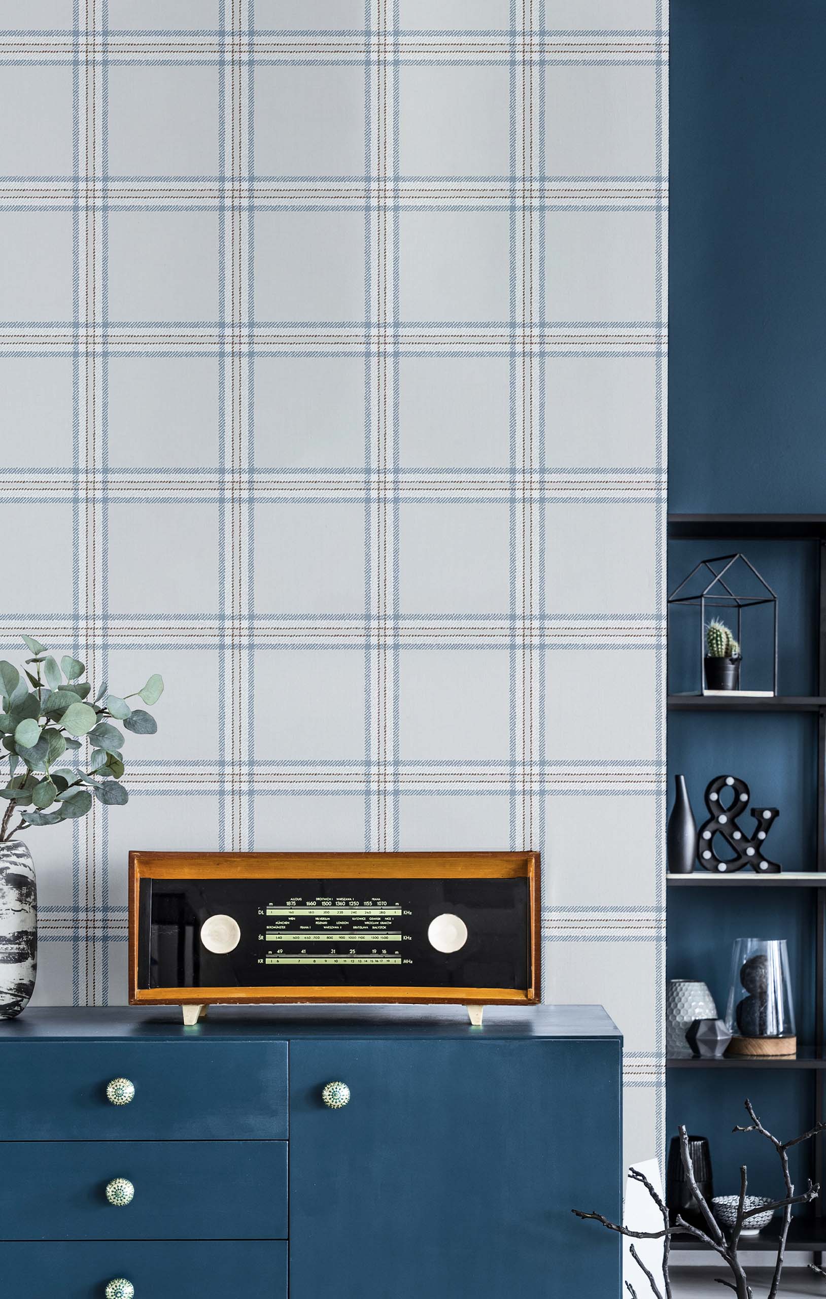 Wallpaper, grey-blue, fabric imitation, 38415, Top Stripes, Parato by Cristiana Masi