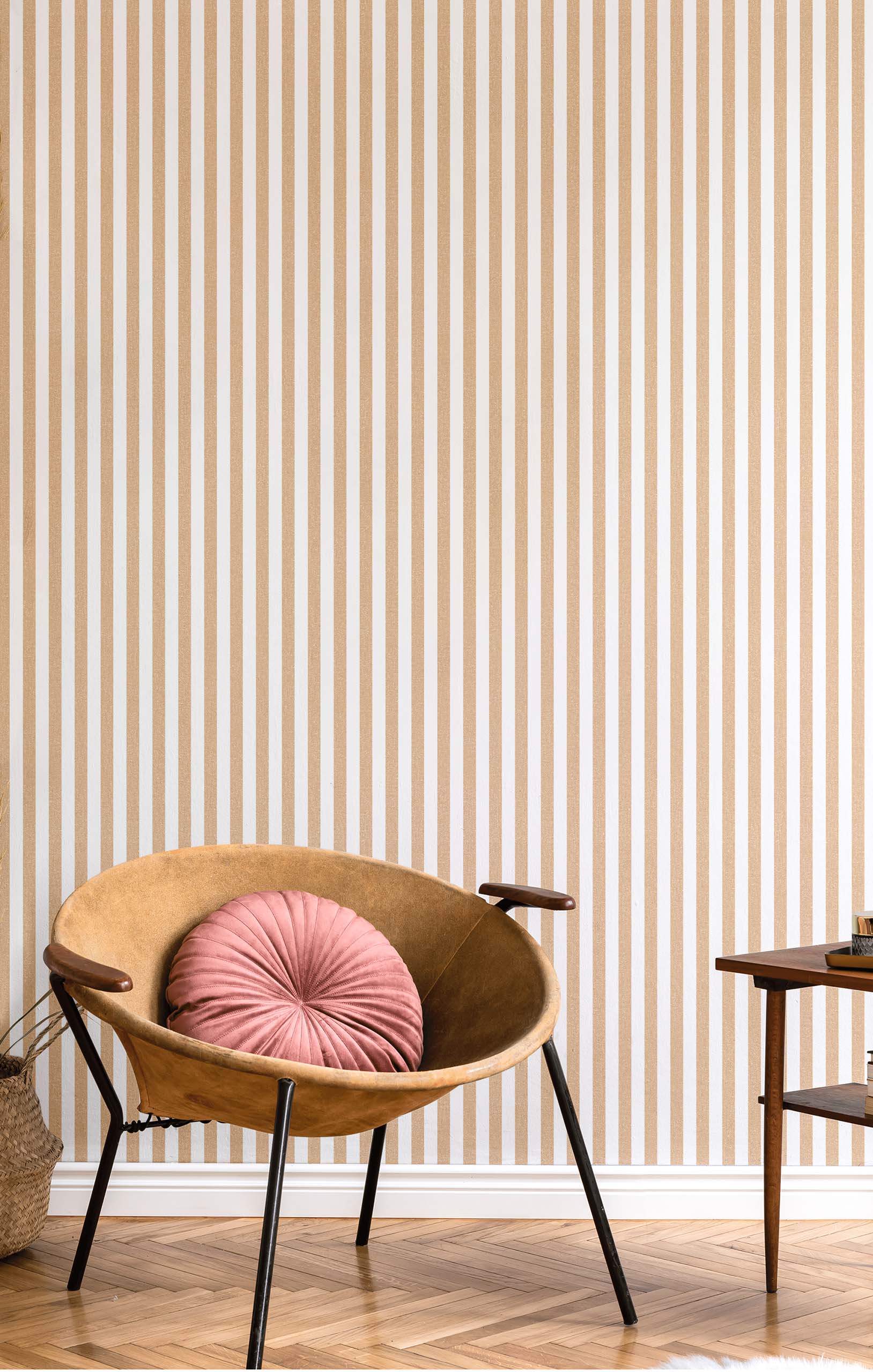 Wallpaper, ochre, fabric imitation, stripes, 38438, Top Stripes, Parato by Cristiana Masi