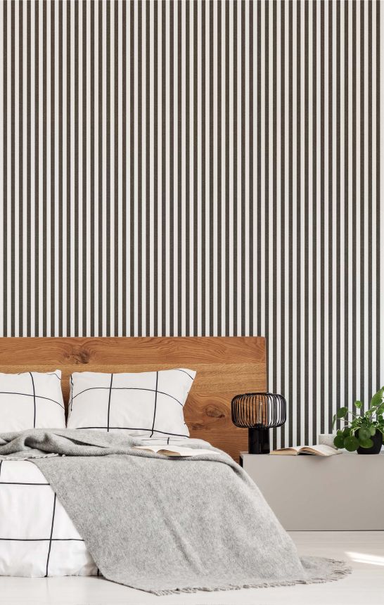 Wallpaper, black and white, fabric imitation, stripes, 38439, Top Stripes, Parato by Cristiana Masi
