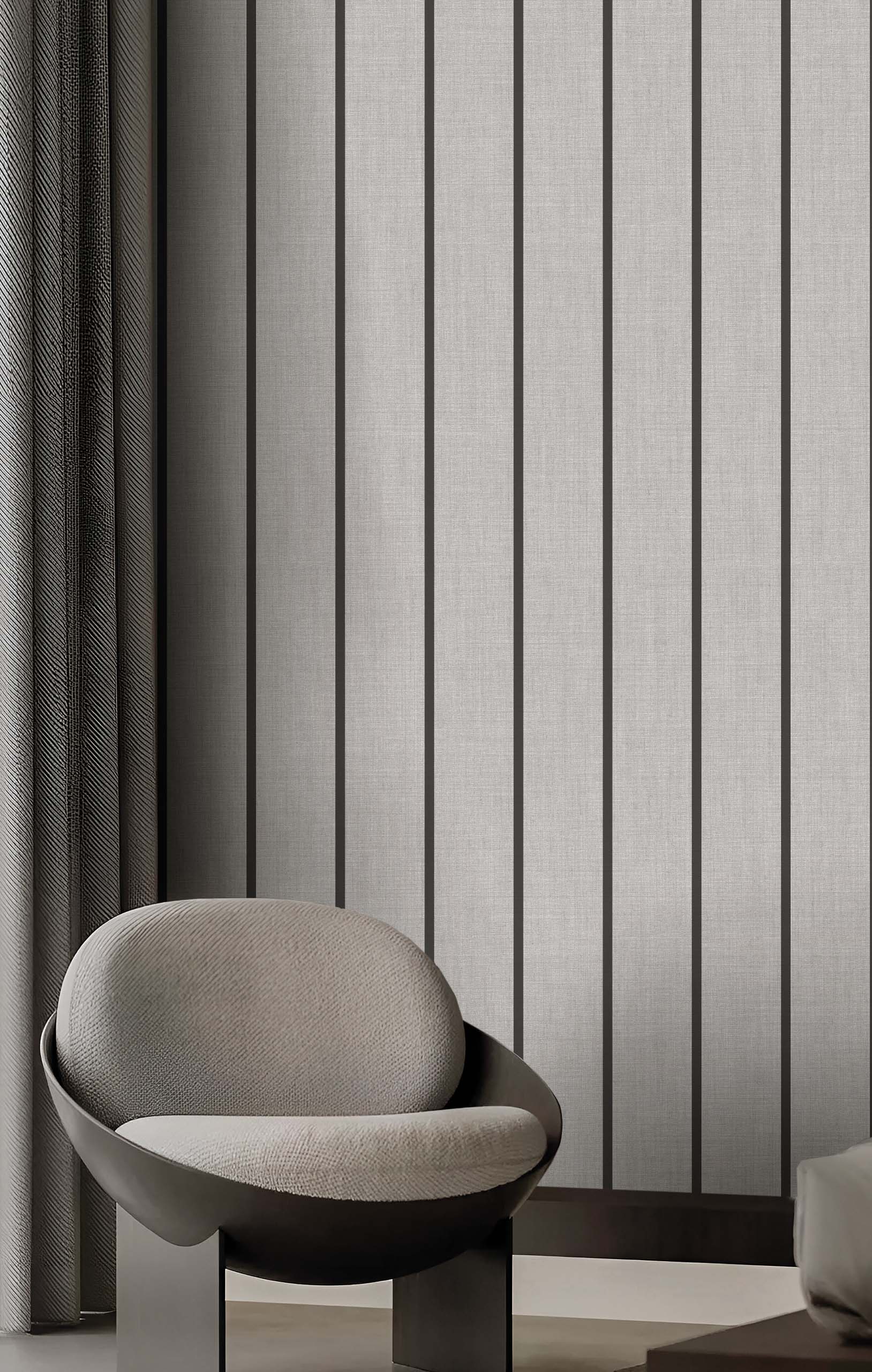 Wallpaper, grey-black, fabric imitation, stripes, 38462, Top Stripes, Parato by Cristiana Masi
