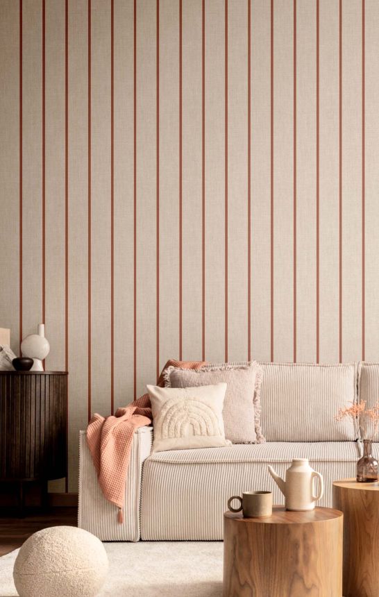 Wallpaper, beige-brown, fabric imitation, stripes, 38464, Top Stripes, Parato by Cristiana Masi