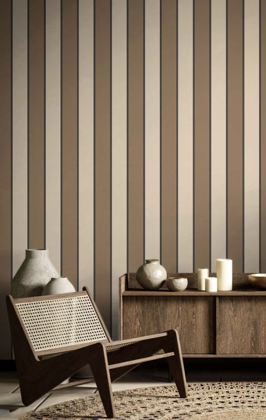 Wallpaper, brown, fabric imitation, stripes, 38469, Top Stripes, Parato by Cristiana Masi