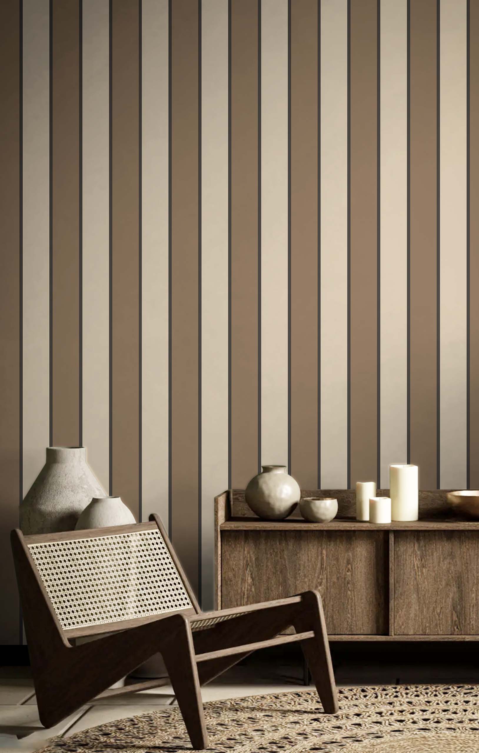 Wallpaper, brown, fabric imitation, stripes, 38469, Top Stripes, Parato by Cristiana Masi