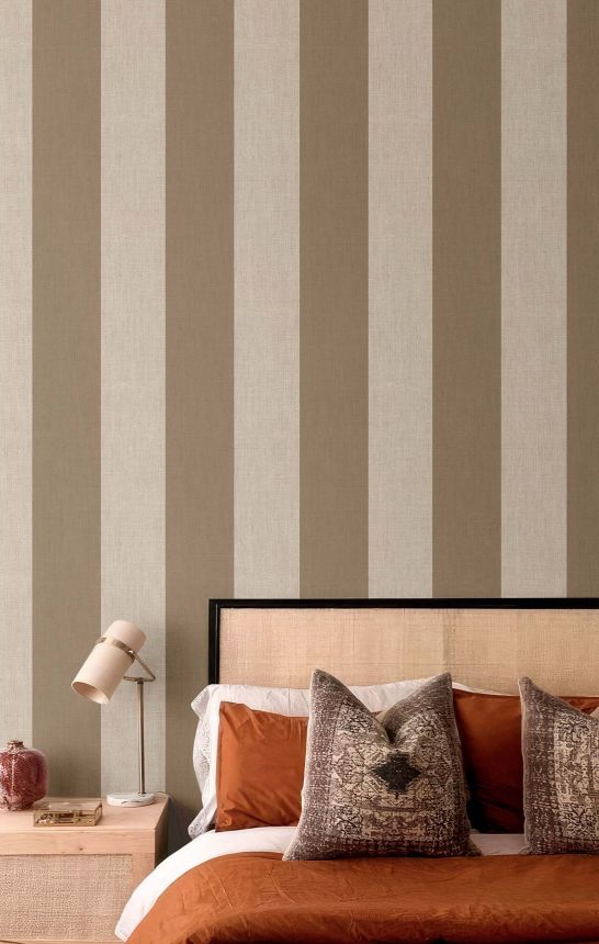 Wallpaper, brown, fabric imitation, stripes, 38479, Top Stripes, Parato by Cristiana Masi