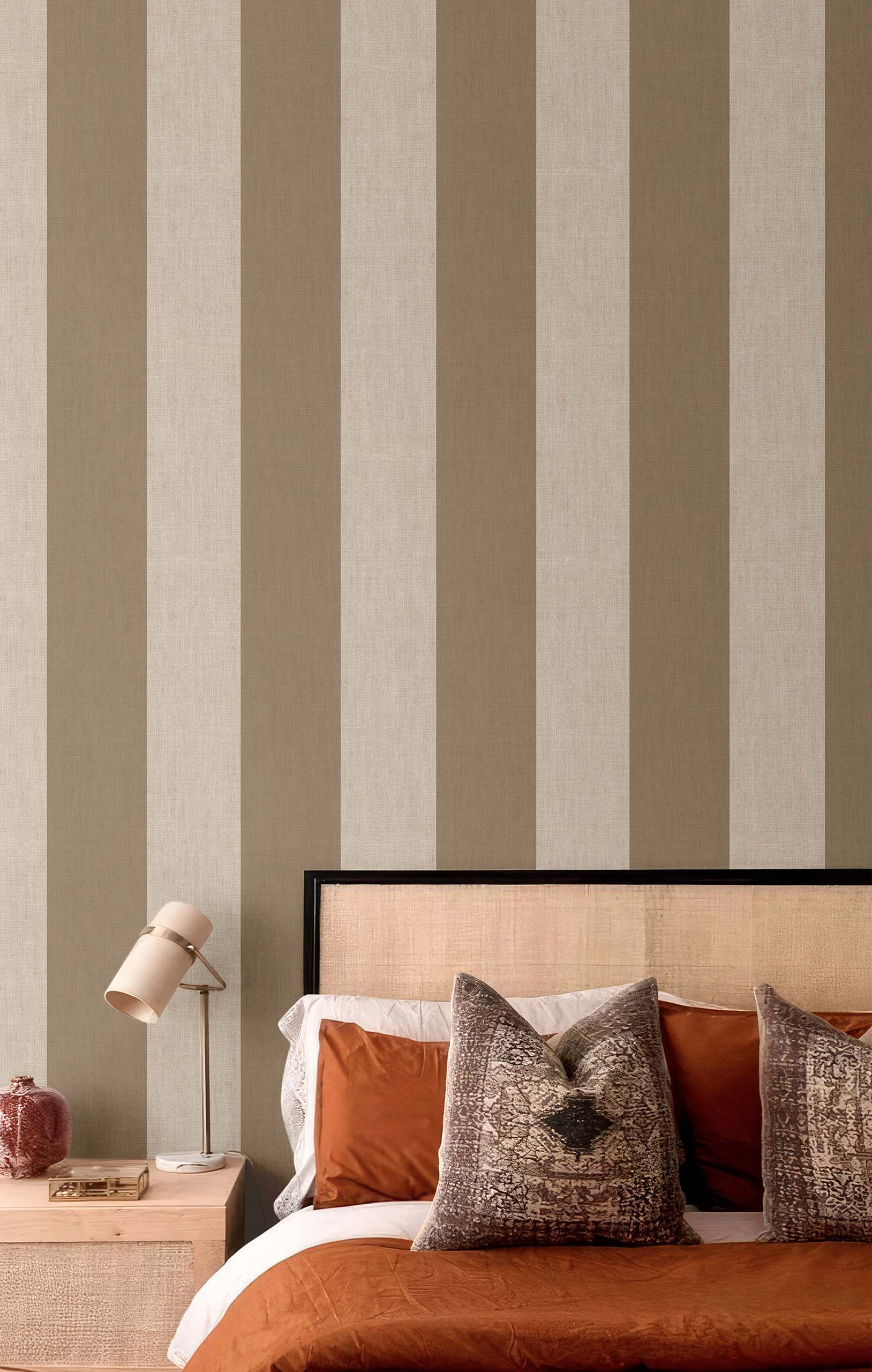 Wallpaper, brown, fabric imitation, stripes, 38479, Top Stripes, Parato by Cristiana Masi