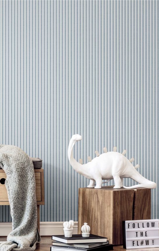 Wallpaper, grey-blue, fabric imitation, stripes, 38486, Top Stripes, Parato by Cristiana Masi