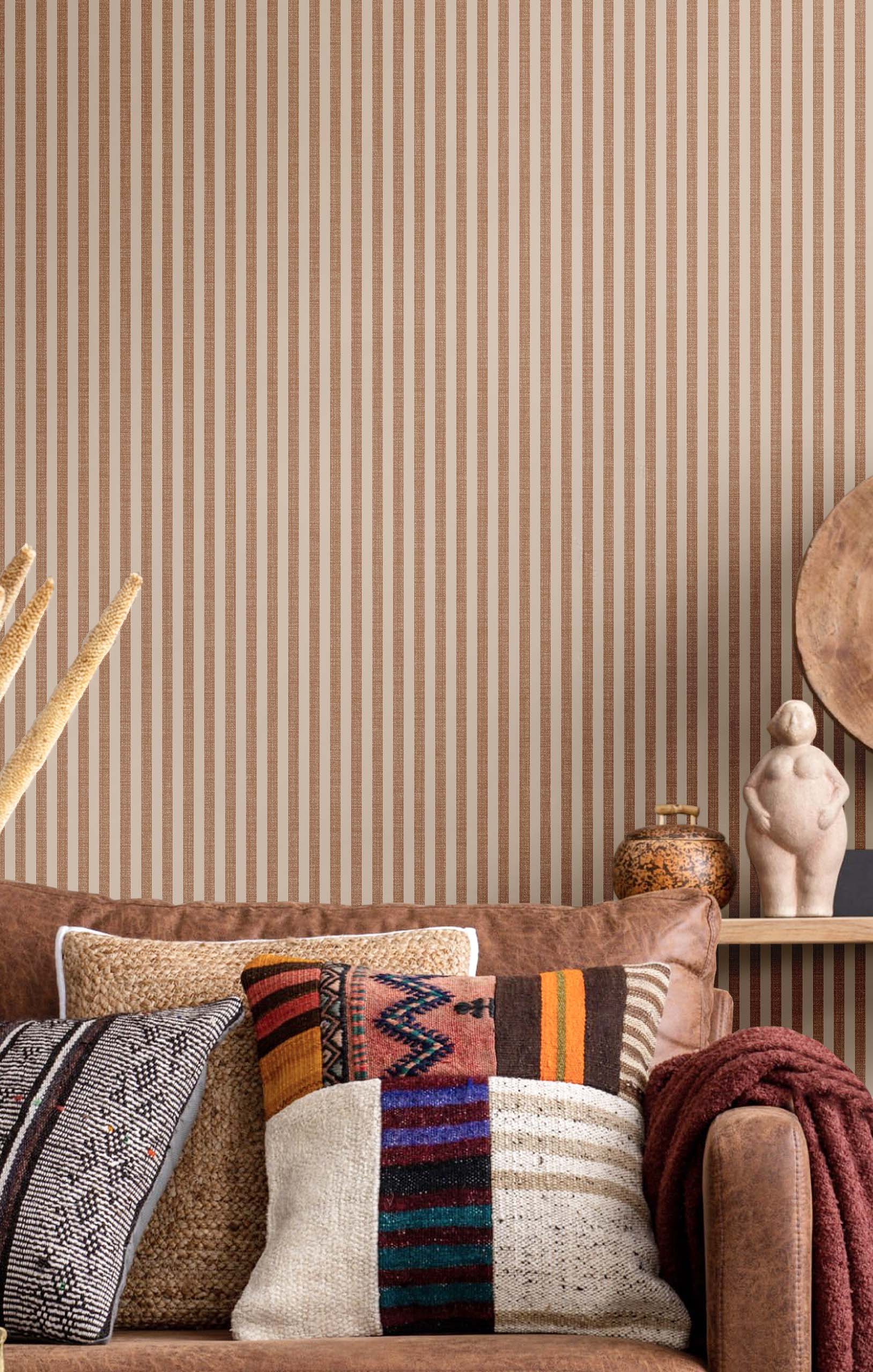 Wallpaper, brown, fabric imitation, stripes, 38488, Top Stripes, Parato by Cristiana Masi
