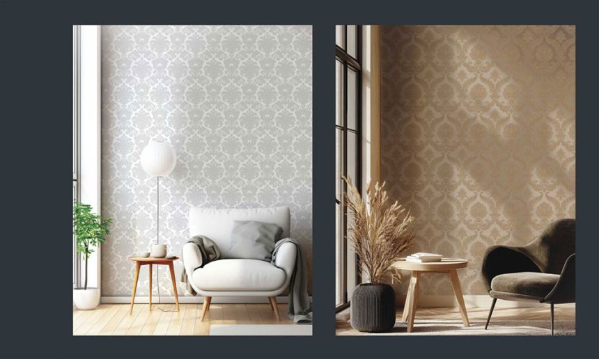 Non-woven wallpaper, grey-silver, baroque pattern, 23611, The Best Classic & Elegant, Cristiana Masi by Parato