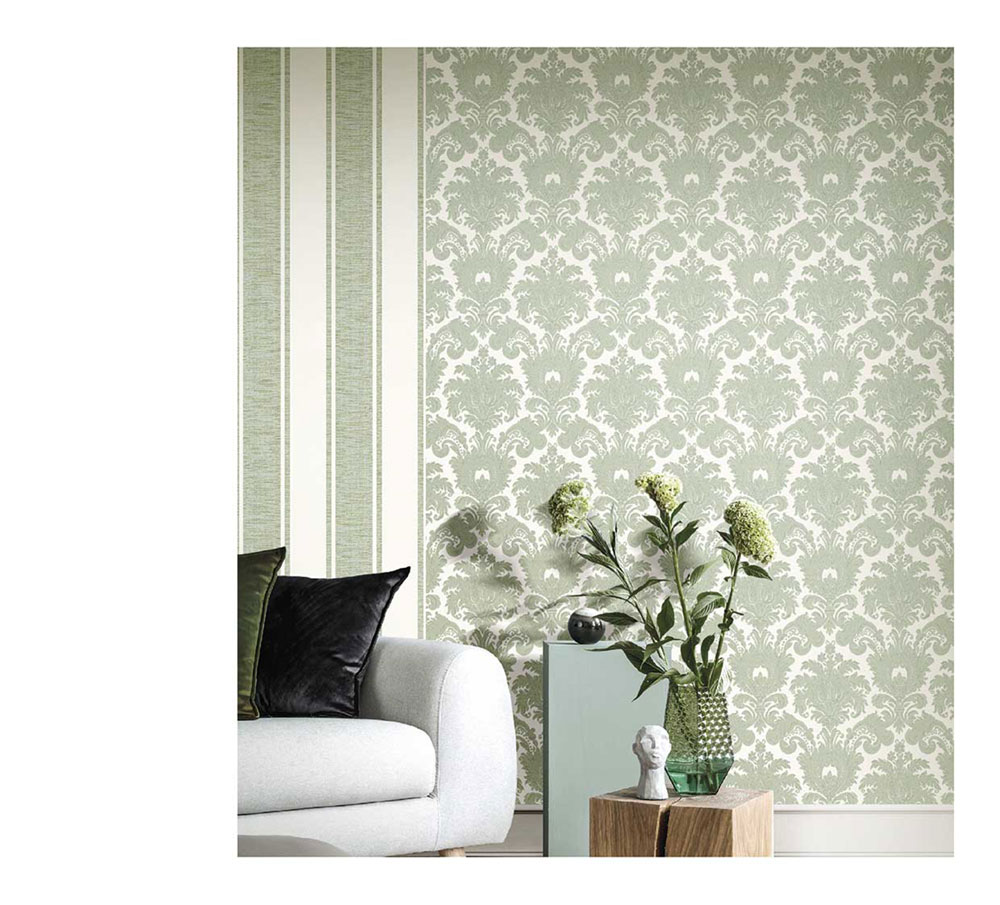 Non-woven wallpaper, green, baroque pattern, 23615, The Best Classic & Elegant, Cristiana Masi by Parato