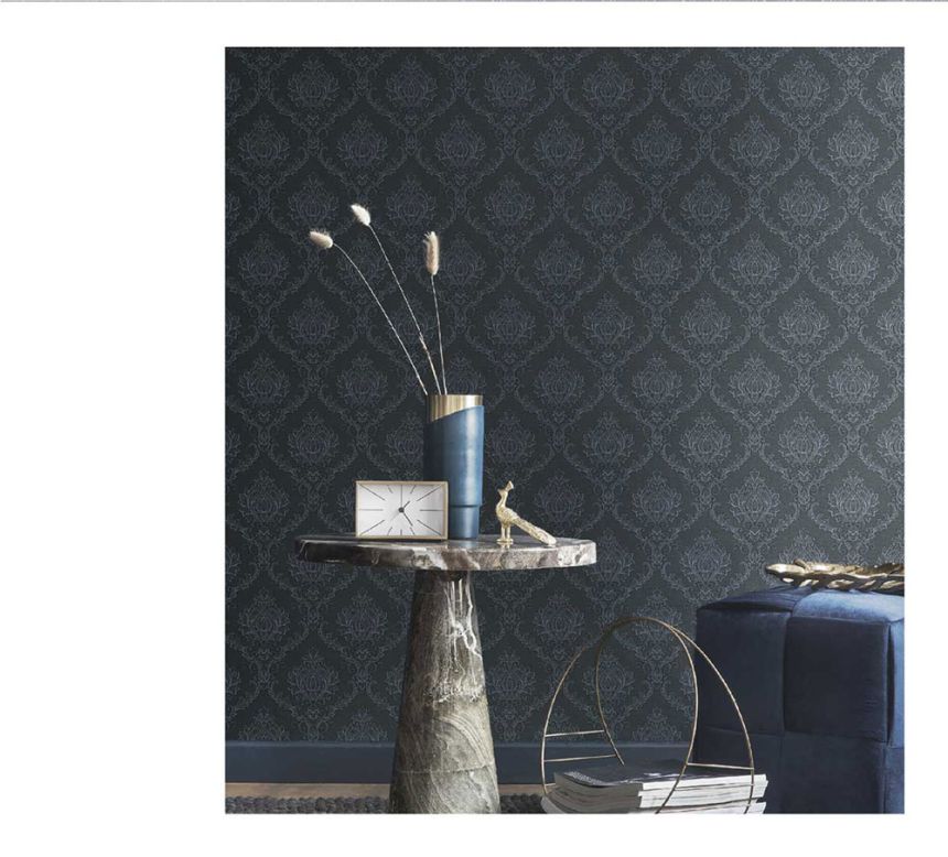 Non-woven wallpaper, blue, baroque pattern, 23649, The Best Classic & Elegant, Cristiana Masi by Parato