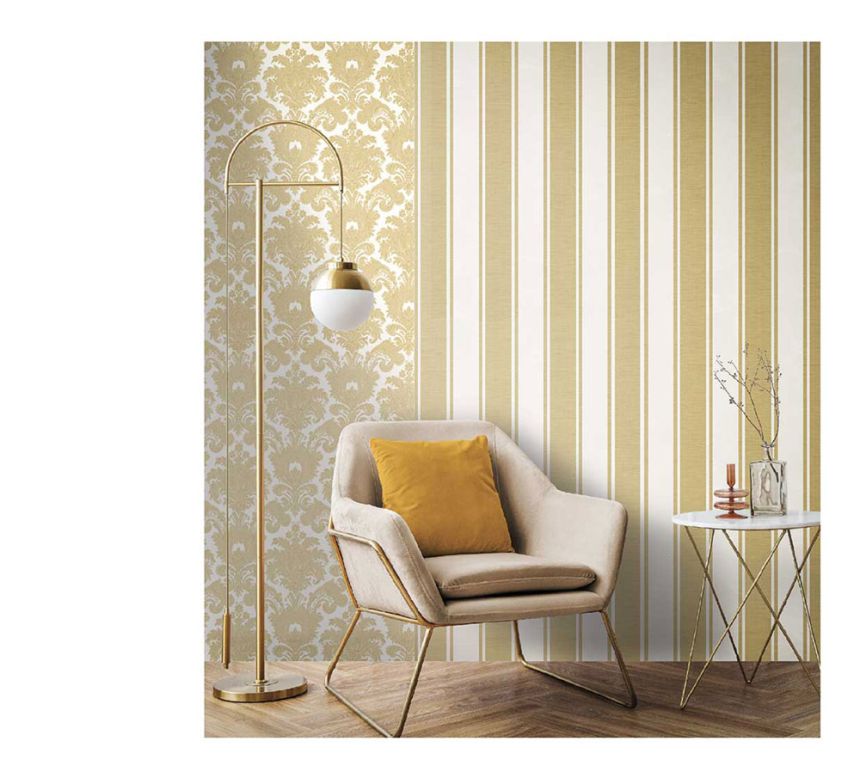 Non-woven wallpaper, gold-beige, stripes, 23672, The Best Classic & Elegant, Cristiana Masi by Parato