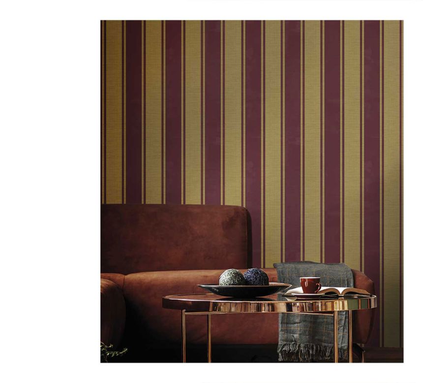 Non-woven wallpaper, burgundy-gold, stripes, 23678, The Best Classic & Elegant, Cristiana Masi by Parato