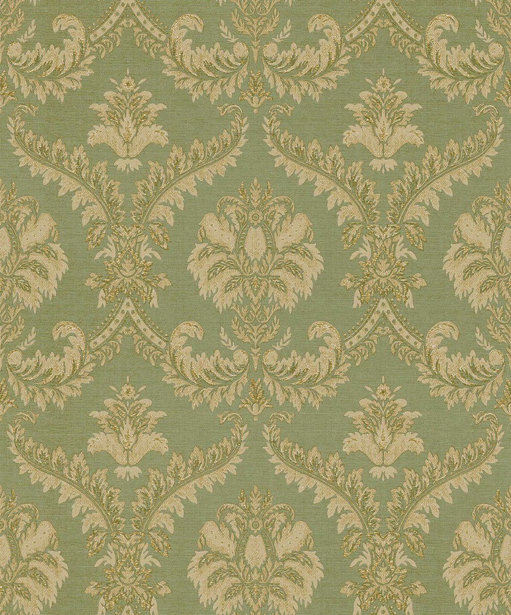 Non-woven wallpaper, green-beige, baroque pattern, 23607, The Best Classic & Elegant, Cristiana Masi by Parato