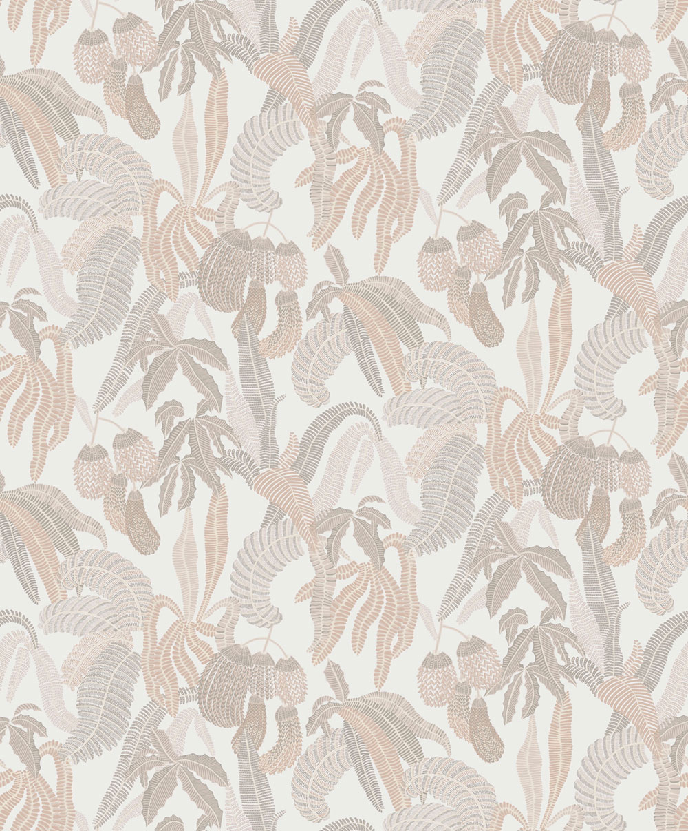 Non-woven wallpaper, beige, leaves, ROM001, Romance, Masureel