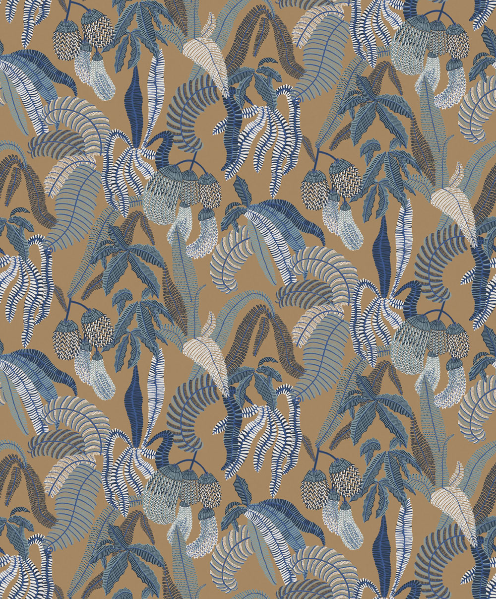 Non-woven wallpaper, brown, leaves, ROM003, Romance, Masureel