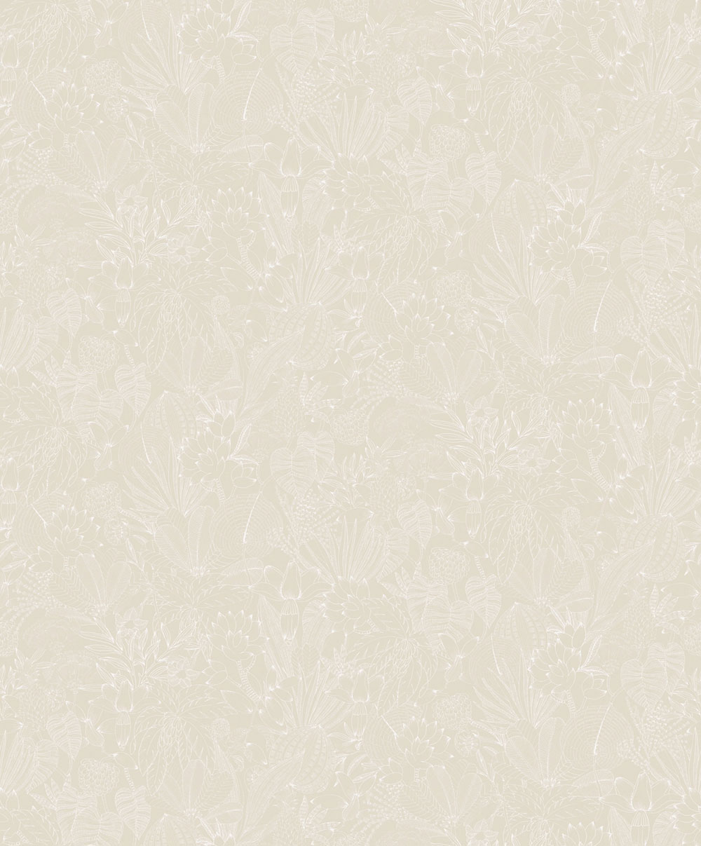 Non-woven wallpaper, beige, leaves, ROM101, Romance, Masureel