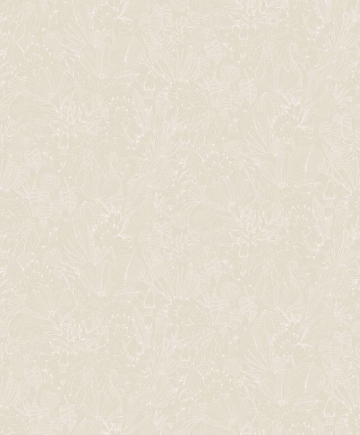 Non-woven wallpaper, beige, leaves, ROM101, Romance, Masureel
