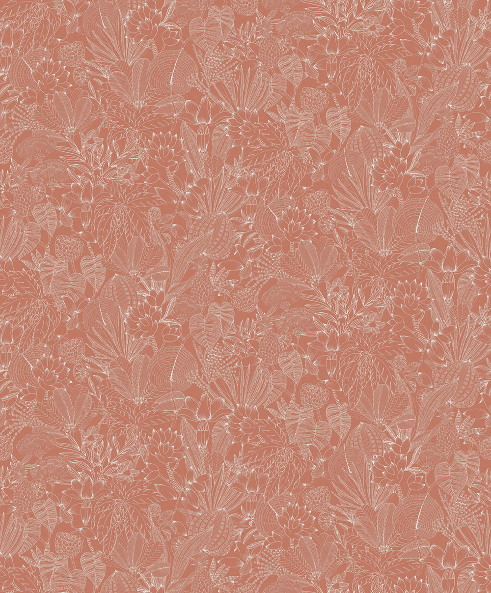 Non-woven wallpaper, brown-pink, leaves, ROM104, Romance, Masureel
