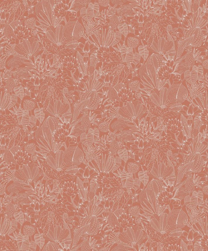 Non-woven wallpaper, brown-pink, leaves, ROM104, Romance, Masureel
