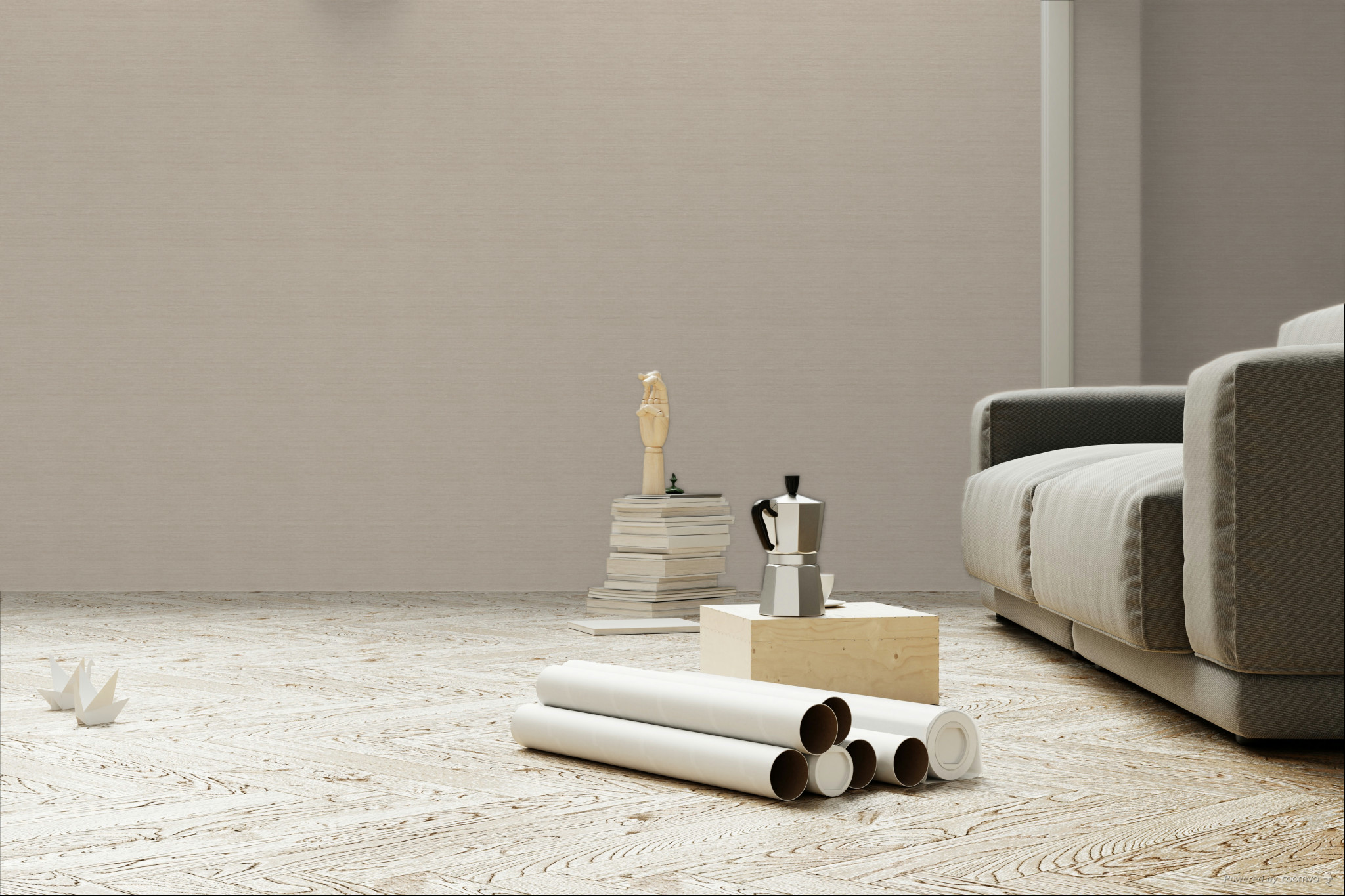 Wallpaper, brown-beige, fabric effect, ZON004, Amazone, The Colour Book II, Masureel