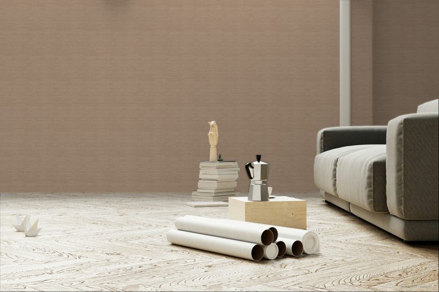 Wallpaper, brown, fabric effect, ZON007, Amazone, The Colour Book II, Masureel