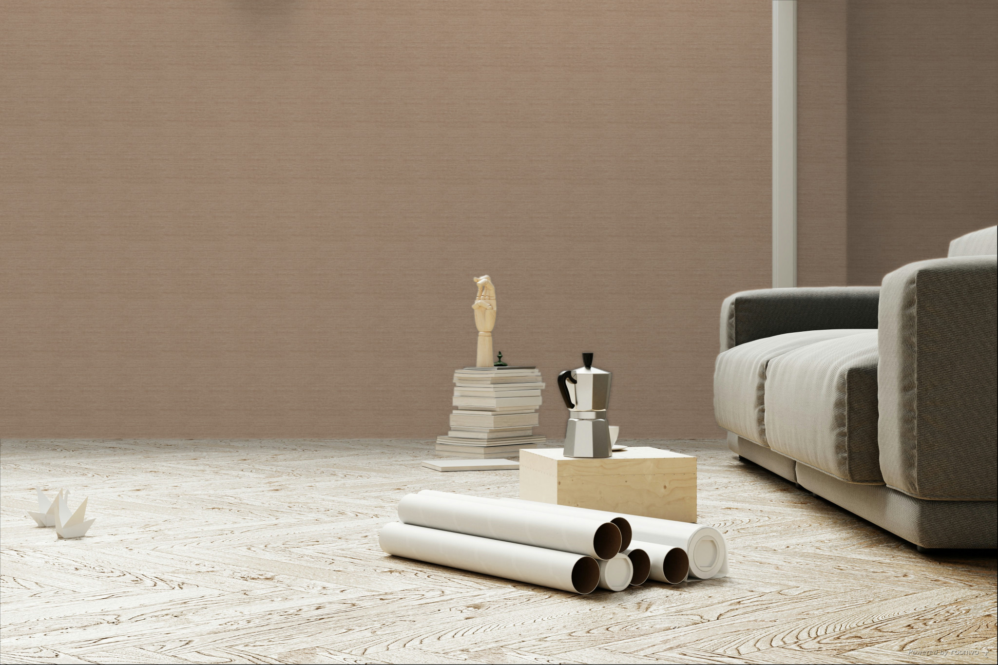 Wallpaper, brown, fabric effect, ZON007, Amazone, The Colour Book II, Masureel