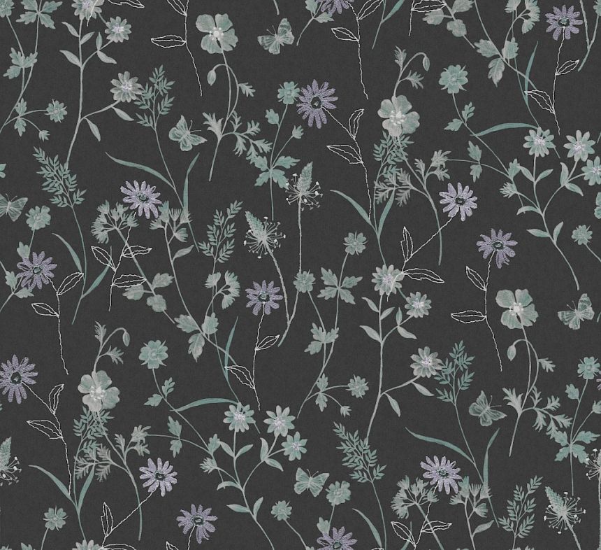 Wallpaper, black, flowers, ZON101, Amazone, Masureel