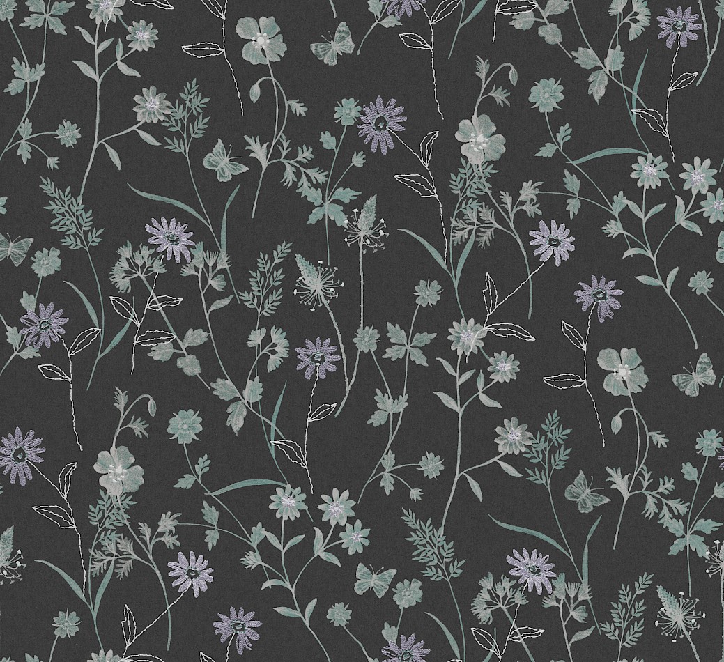 Wallpaper, black, flowers, ZON101, Amazone, Masureel