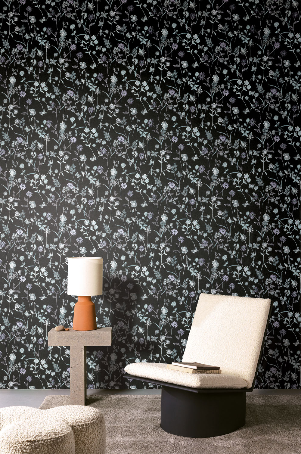 Wallpaper, black, flowers, ZON101, Amazone, Masureel