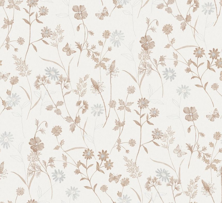 Wallpaper, brown-gold, flowers, ZON102, Amazone, Masureel