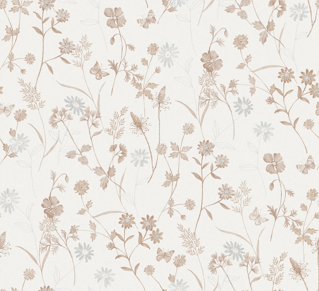 Wallpaper, brown-gold, flowers, ZON102, Amazone, Masureel