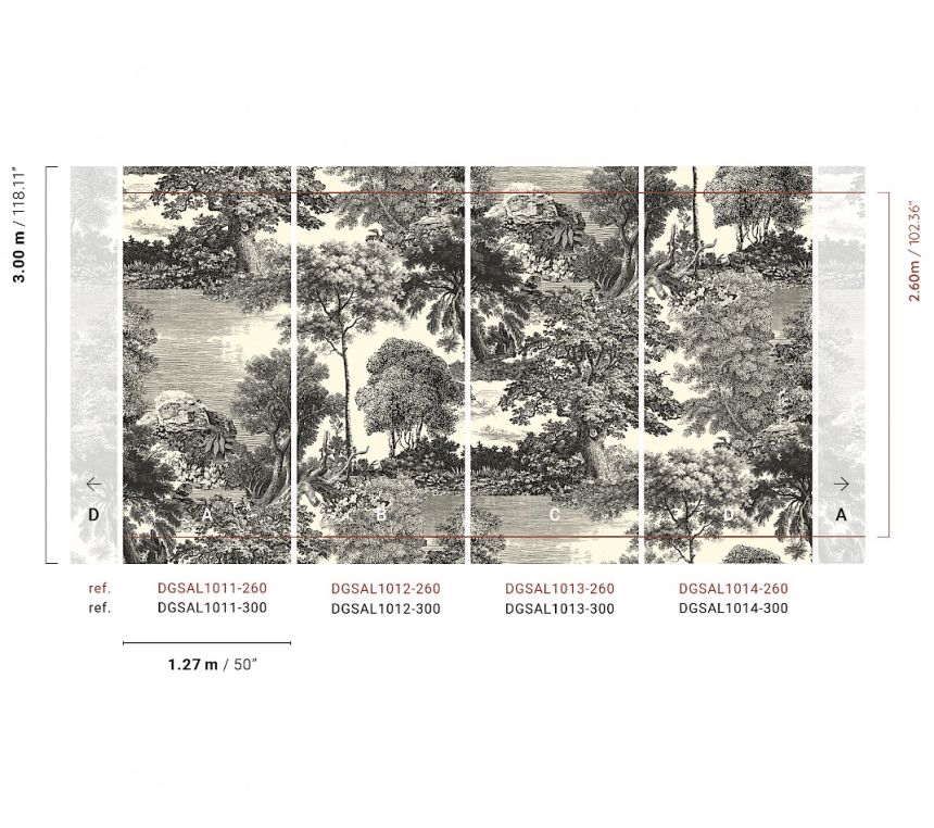 Mural wallpaper, black, forest, trees, DGSAL1014-260, Amazone, Masureel