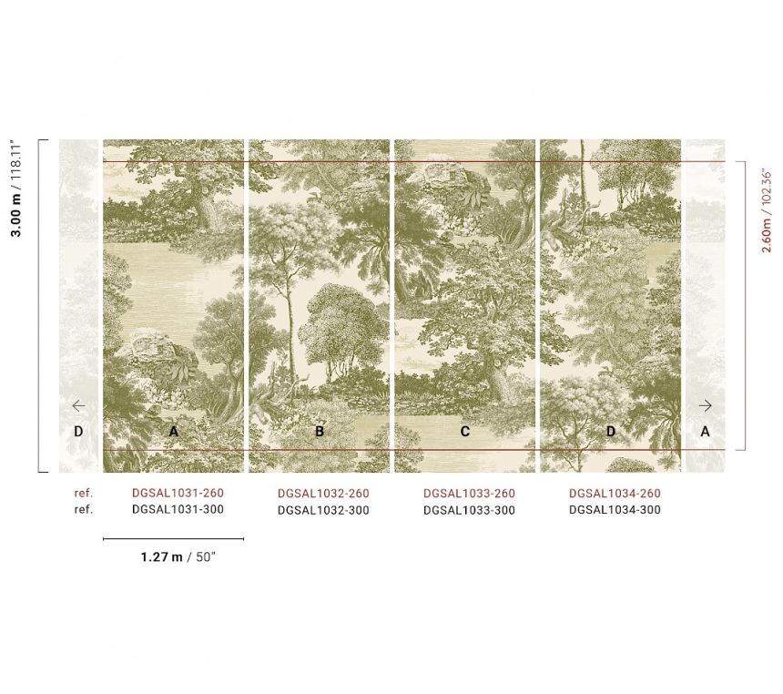 Mural wallpaper, green, forest, trees, DGSAL1034-260, Amazone, Masureel