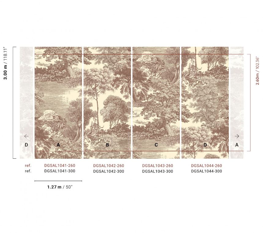 Mural wallpaper, brown, forest, trees, DGSAL1041-260, Amazone, Masureel