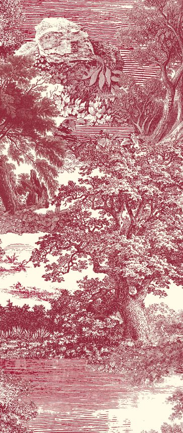 Mural wallpaper, red, forest, trees, DGSAL1053-260, Amazone, Masureel
